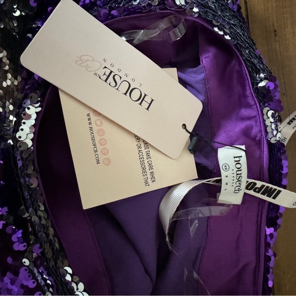House of CB Katya Purple Sequin Draped Mini Skirt - Picture 12 of 16